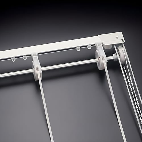 Schienensystem für Raffrollos aus Aluminium mit 4 Zugbändern und Doppelbewegung, für Decke oder Wand, Stangenschiene für Moderne Raffrollos, mit Stäben oder aus Stoff (100 CM)
