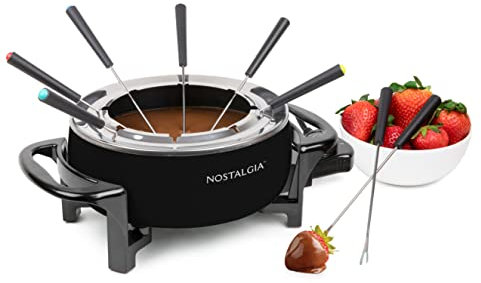 Nostalgia NFPS6BLK6A Electric Fondue Pot with Adjustable Temperature Control, 12-Cup, Black