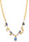 C.Paravano Halskette Perlen Damen mit Blau Edelsteinanhänger | Edelsteinanhänger Perlen Kette Damen Gold | Perlenkette Geschenk für MaMa Frauen