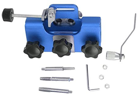 Maschera per affilare la Motosega Leggera Portatile,Kit per affilare la Catena della Motosega, affilatore per Lama a manovella in Lega di Alluminio, Adatto per seghe a Catena e seghe(Blu)