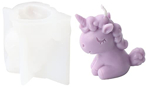 JS MOLD Moldes de resina de animales 3D, forma de unicornio, vela, molde de silicona, molde de silicona para regalo hecho a mano, decoración artesanal (unicornio)