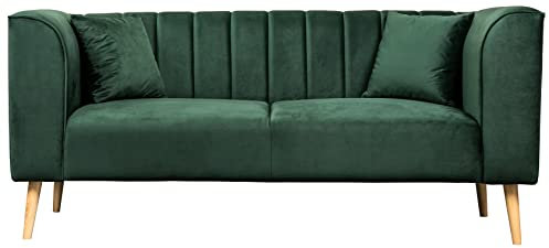 Fabimöbel Dreisitziges Sofa Elisa, stilvolles Sofa, Modernes Sofa, Skandinavischer Stil, Sofa auf hohen Füβen, (Flaschengrün, 3- Sitze)