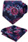 Alizeal Herren-Krawatten-Set mit floralem Jacquard-Gewebe, normale Größe, Krawatte und Einstecktuch, 145 - Marineblau + Fuchsia, Einheitsgröße