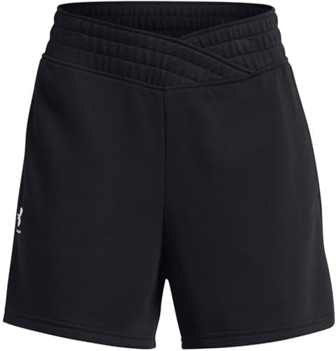 Under Armour UA Rival Terry Shorts deportivos para mujer, cómodos pantalones cortos deportivos para calentar o entrenar, color negro/blanco
