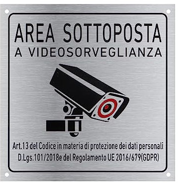 Scettar 1 Pezzi Cartello Videosorveglianza, 15 x 15 cm Cartello Area Videosorvegliata con Avviso GDPR, Impermeabile, per Casa e Negozio