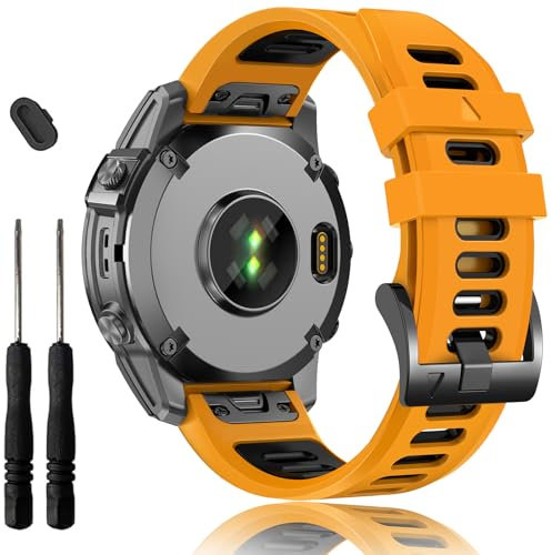 EZMVZKU 26mm Silikon Armband für Garmin Fenix 8 51mm/Fenix 7X Pro/7X/6X Pro/6X/5X Plus/5X/3 HR, QuickFit Ersatzarmband Sport Uhrenarmband für Enduro 3/2/epix Pro/Descent Mk3i/Tactix 8 AMOLED 51mm