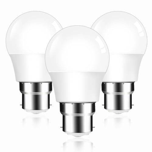 Caldarax Bayonet Light Bulbs, 5W LED B22 Bayonet Cap Bulb 40W Equivalent, 450LM Natural White 4000K LED Golf Ball G45 Mini Globe Energy Saving Light Bulbs, Non-Dimmable, 3 Pack