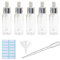 5Pcs Transparent Dropper Bottle 30ML Plastic Eye Dropper Bottles for Essential Oil Pipette Refillable - with Measured Pipette, Funnel and Labels (White + Silver Cap)