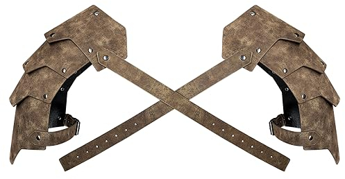 HiiFeuer Mittelalterlicher Kunstleder-schulterschutz, Vintage-Söldner-Ritter-Schulterpanzerung für LARP Cosplay Ren Faire Karneval (Bronze A)