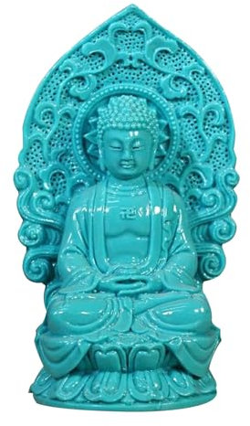 gemshan Große Buddha-Statue aus Jade für Heimdekoration, 10,9 cm, sitzende Statue, Harz mit Calait, tolle Dekoration für Meditation
