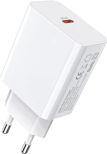 25W Chargeur pour Samsung Galaxy A55 5G/A25 A56 A36 A26 A16/A35 5G/A54 5G/A34 5G/A53/S25/S24 FE/S23 S22 FE S21/Apple iPad Pro 13/12.9/11 Pouces 2024-2018,iPad Air 5 4 3 2,Mini,iPhone Rapide Secteur