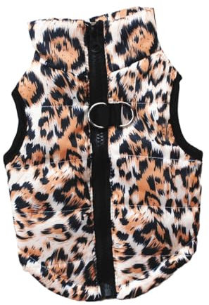 CLSSLVVBN Dress to Impress, personalisierte und modische Weste, Jacke, Mantel für Hunde, Warmer und bequemer Hundegeschirr Mantel aus Polyester, Leopardenmuster, M