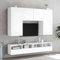 Wohnwand Wohnzimmer 5-teilig klein hängend | Wohnzimmerschrank Weiß, Schwarz, Eiche, Beton für Fernseher bis 35 Zoll | TV Wandschrank Schrankwand aus Holz Gesamtbreite 160 cm (Weiß)