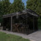 Homgoday Pavillon mit Moskitonetz & LED-Lichterkette 4x3x2.73m Anthrazit Outdoor Garten Unterstand für Terrassen, Hinterhof und Rasen Partyzelt Event Zelt Festzelt Überdachung