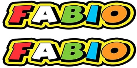 GamesMonkey® - Aufkleber im Stil von Vale The Doctor - 2 Stück - verschiedene Größen - Racing Cross Piste Auto Motorrad Sticker (Fabio, 20 x 4 cm)