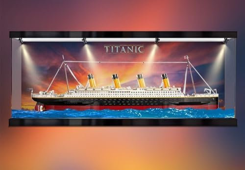Caikbms Acryl Vitrine Kompatibel Mit Le-go 10294 Titanic Bausteinmodell, Staubdichte Transparente Modellbox Mit Spotlight (Nur Vitrine, Modell Nicht Im Lieferumfang Enthalten) A