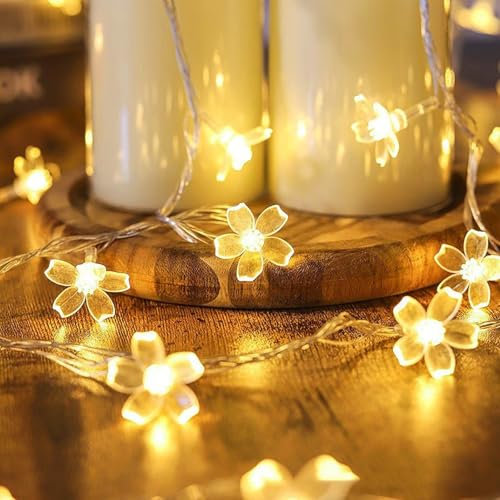 LTXDJ LED Fairy Lights Battery Powered, 3 M 20 LED Indoor Fairy Lights String Lights for Home Decor, Flower and Butterfly Lights for Wedding Girls Room Decor (Flower-Yellow Light, 3 M 20 LED)