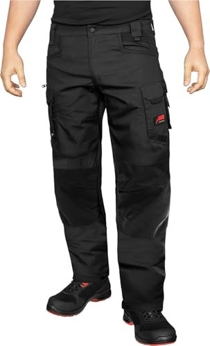 ACE Constructor Herren-Arbeitshose lang - Männer-Arbeitshosen mit Stretch-Bund, Cargo- & Kniepolster-Taschen - Schwarz - 48