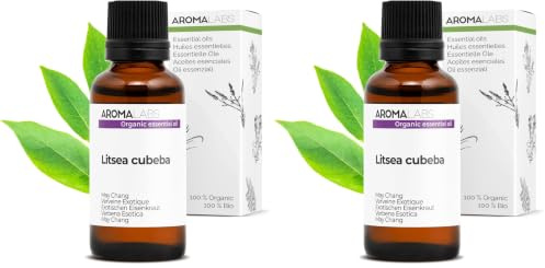 BIO - May Chang Essential Oil - 30mL - 100% Pure, Natural, Chemotyped and AB/Cosmos Certified - AROMA LABS (French Brand) (Pack of 2)