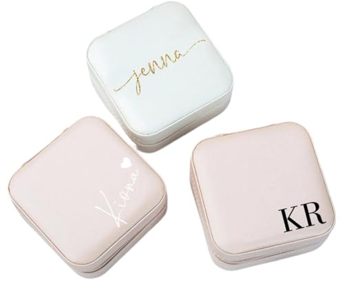 Personalisierte Reise Schmuckkästchen für Frauen PU-Leder Klein Mini Reise Schmuck Organizer Fall für Muttertag Tochter Mädchen Geburtstagsgeschenk Organizer Benutzerdefiniertes Geschenk