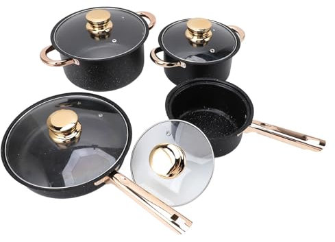 Juego de Utensilios de Cocina, Antiadherente, Revestimiento de Piedra Maifnan, Cacerola para Leche, Juego de Ollas para Sopa con Tapas de Vidrio, Ollas y Sartenes para Cocina