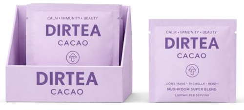 DIRTEA Cacao Sachets (7 x 6g) – 2,500mg Organic Lion’s Mane, Reishi & Tremella with MCT & Moringa – Vegan & Non-GMO
