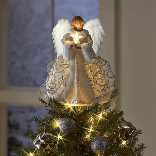 Ange De Noël pour Sapin, Sommet d'arbre d'ange illuminé avec lumière