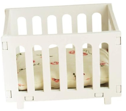 FLCPJGV Puppenhaus Miniaturbett 1/12, Spielzeug für Puppen, Einzelbett für Kinderzimmer, Weiß