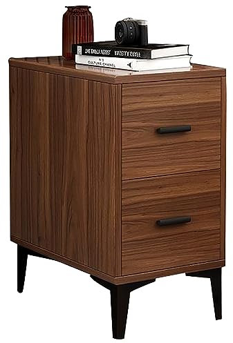 Table de chevet avec 2 tiroirs pour chambre à coucher et canapé, finition noyer, taille 50 cm