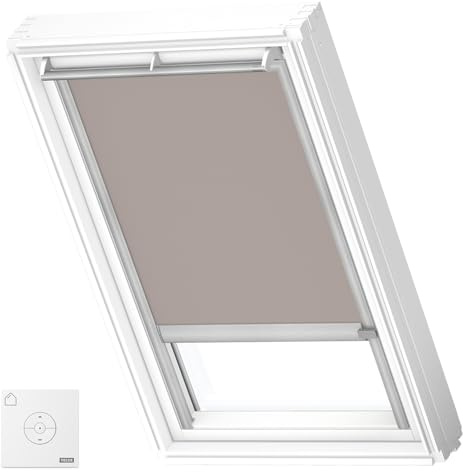 VELUX Store Occultant Solaire, Cadre Argenté, SK06, Taupe Clair | Fonctionnement solaire, télécommande, réglage progressif, électrique