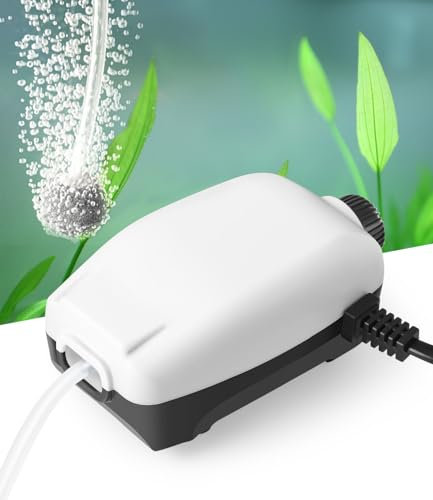 HITOP 2W Nano Single Outlet Aquarium Air Pump, 2.8L/M Quiet Fish Tank Aerator with Accessories, Adjustable Oxygen Pump for 1-150L Small Fish Tanks