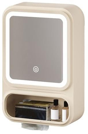 Générique Meuble Miroir de Salle de Bain | Armoire Murale avec Miroir | Éclairage LED Dimmable, Étagère Anti-Buée Moderne pour Produits De Soin Et Accessoires De Douche