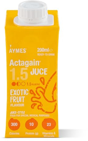 AYMES ActaGain 1.5 Juce Juice Drink - Exotic Fruit - 1 x 200ml | Juice-Style Nutritional Drink, Suitable Ages 6+, Gluten Free & Fat Free