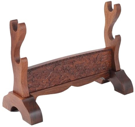 Stoolzfaid SchwertstäNder Katana StäNder,Katana Halterung Stehend,Katana SchwertstäNder Aus Holz,AusgehöHltes Graviertes,Robuster,Multifunktionaler,FüR Katana Wakizashi Tanto
