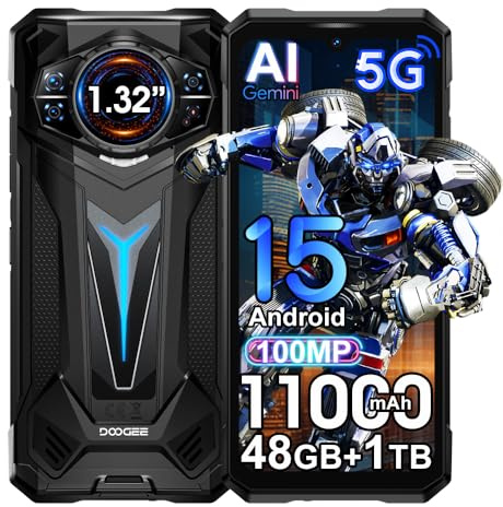 DOOGEE S200 Ultra 5G Rugged Smartphone,1.32 AMOLED Rear Display,Luce LED,48GB+1TB/2TB,11000mAh 66W Android 15 Telefono Indistruttibile,6.72''FHD+120Hz,100MP AI Fotocamera,WiFi 6E/NFC/OTG (Nero)