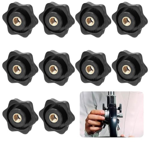 M8 Wing Nuts with Brass Insert, Black Phenolic Resin Star Knob Bolts | 10 Pcs, Quick Release Thumb Screws, For Machinery, Industrial Equipment & DIY Applications