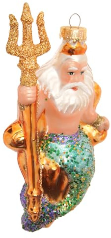 Krebs Glas Lauscha - Weihnachtsdekoration/Christbaumschmuck aus Glas - Neptun - Farbe: Mehrfarbig - Größe: ca. 15 cm