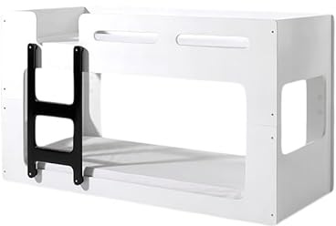 FURNLUX Luca Etagenbett, 90x200cm, MDF, Weiß, Modernes Design, mit Sicherheitsgeländer, Treppe, 91x210x107cm