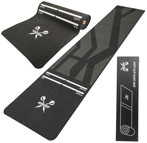Dartmatte Dart-Oche-Matte Dartzubehör, rutschfeste Dartmatte mit Softtip- und Steel-Tip-Wurfdistanzmarkierungen
