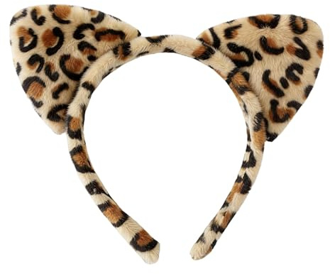 AIWXEEU Serre-tête oreilles léopard, bandeaux à oreilles de léopard mignons, bandeau d'oreille d'animaux, accessoires de décoration pour Halloween, carnaval, cosplay, fête à thème