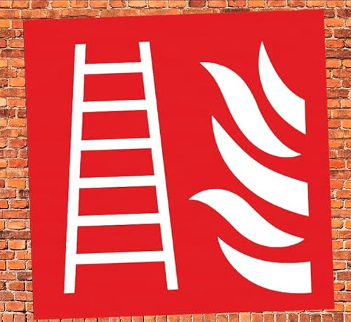 Fire Safety Equipment Fire Escape Ladder Sign Safety Warning Sign Self Adhesive Gloss Sticker 300mm x 300mm