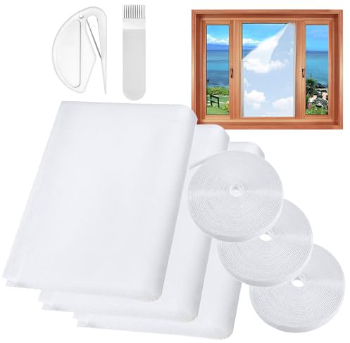 Fly Screens for Windows, 3 Pack Self-Adhesives Window Netting for Insects