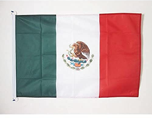 AZ FLAG Bandera Nautica de México 45x30 cm - Pabellón de Conveniencia Mexicana 30 x 45 Cm, Bandera de Barco con anillas