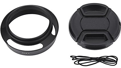Acouto 43mm Pare-Soleil en Métal avec Bouchon en Plastique pour Leica Accessoire de Photographie Noir