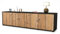 Stil.Zeit TV Schrank Lowboard Antonia, Korpus anthrazit matt, Front Holz-Design Pinie (180x49x35cm), mit Push-to-Open Technik