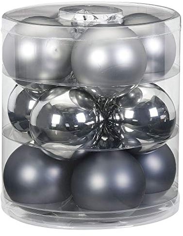 MAGIC Weihnachtskugeln Glas 8cm 12 STK. Christbaumkugeln Farbe: Hazy Grey - grau