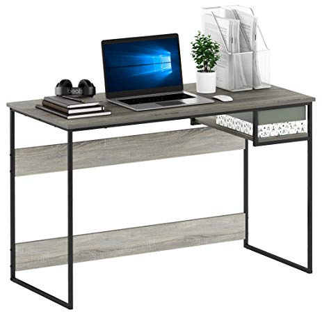 Furinno Moretti Modern Lifestyle-Studienschreibtisch, 114cm breit, Französisches Eichengrau