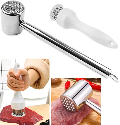 Vandicka 2er Pack Fleischklopfer, Fleischzartmacher, Fleischhammer Edelstahl et Nadel Fleisch Zart