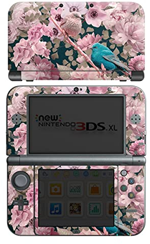 DeinDesign Skin kompatibel mit Nintendo New 3DS XL Folie Sticker Spatz pink Blumen