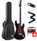 Donner Juego de guitarra eléctrica Full Size, pastillas HSS Coil Split, 39 pulgadas Solid Body ST Guitar Beginner Set con bolsa, correa, cable (Designer Series, Knight-Black)